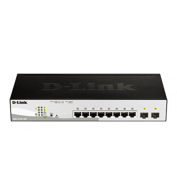 Switch Semigestionable D-Link DGS-1210-10P/E 10P Giga con 8P POE ( 65w) + 2P Giga Combo Rack