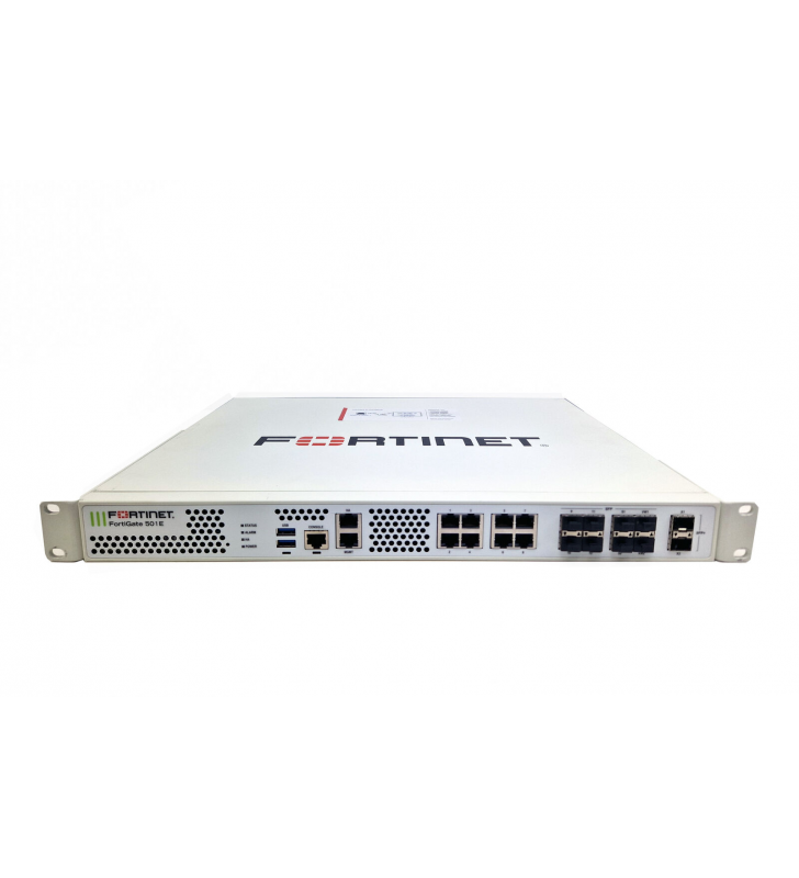 Fortinet Fortigate 501E Sec. Appl, 8xRJ45+8xSFP GbE, 2x 10GbE SFP+, 2x 240GB SSD, 1x 460W, noLicense / FG-501E_1ps