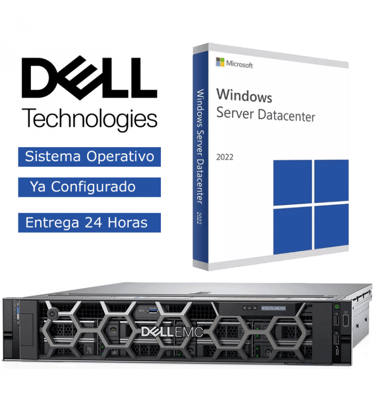 Dell PowerEdge R740 Xeon Bipro 18 Cores Gold 6150  2,7 Ghz. 128 Gb DDR4 3 x 1 TB SSD 2 x 1100W 2U Win Server DataCenter 2019