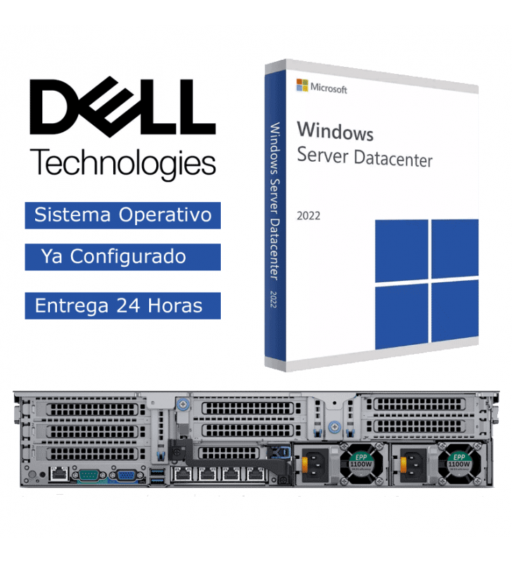 Dell PowerEdge R740 Xeon Bipro 18 Cores Gold 6150  2,7 Ghz. 128 Gb DDR4 3 x 1 TB SSD 2 x 1100W 2U Win Server DataCenter 2022 - hover image